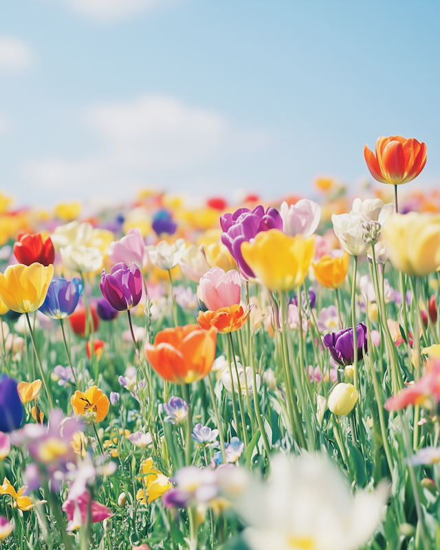 Vibrant Tulip Field