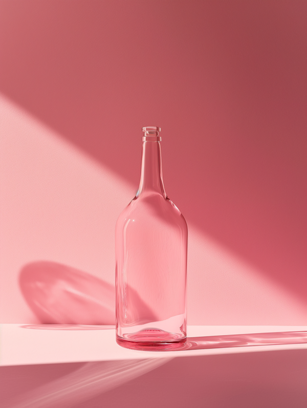 Solitude in Pink: Empty Glass Bottle