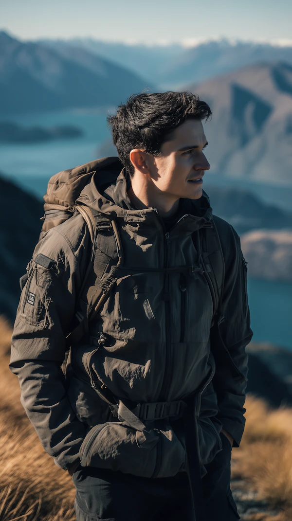Hiker in Mountain Scenery