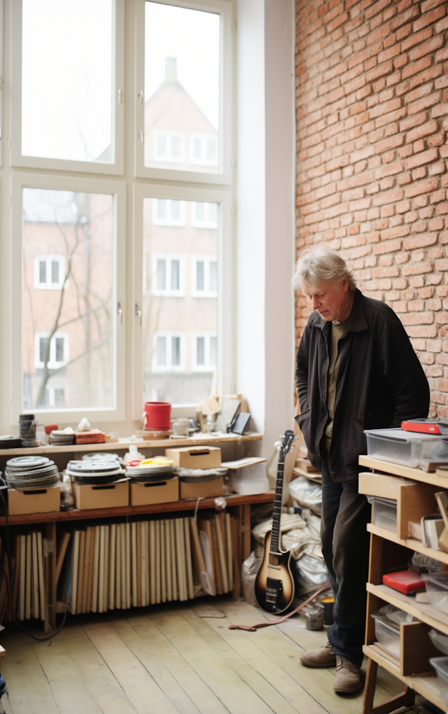 The Reflective Artist in His Studio