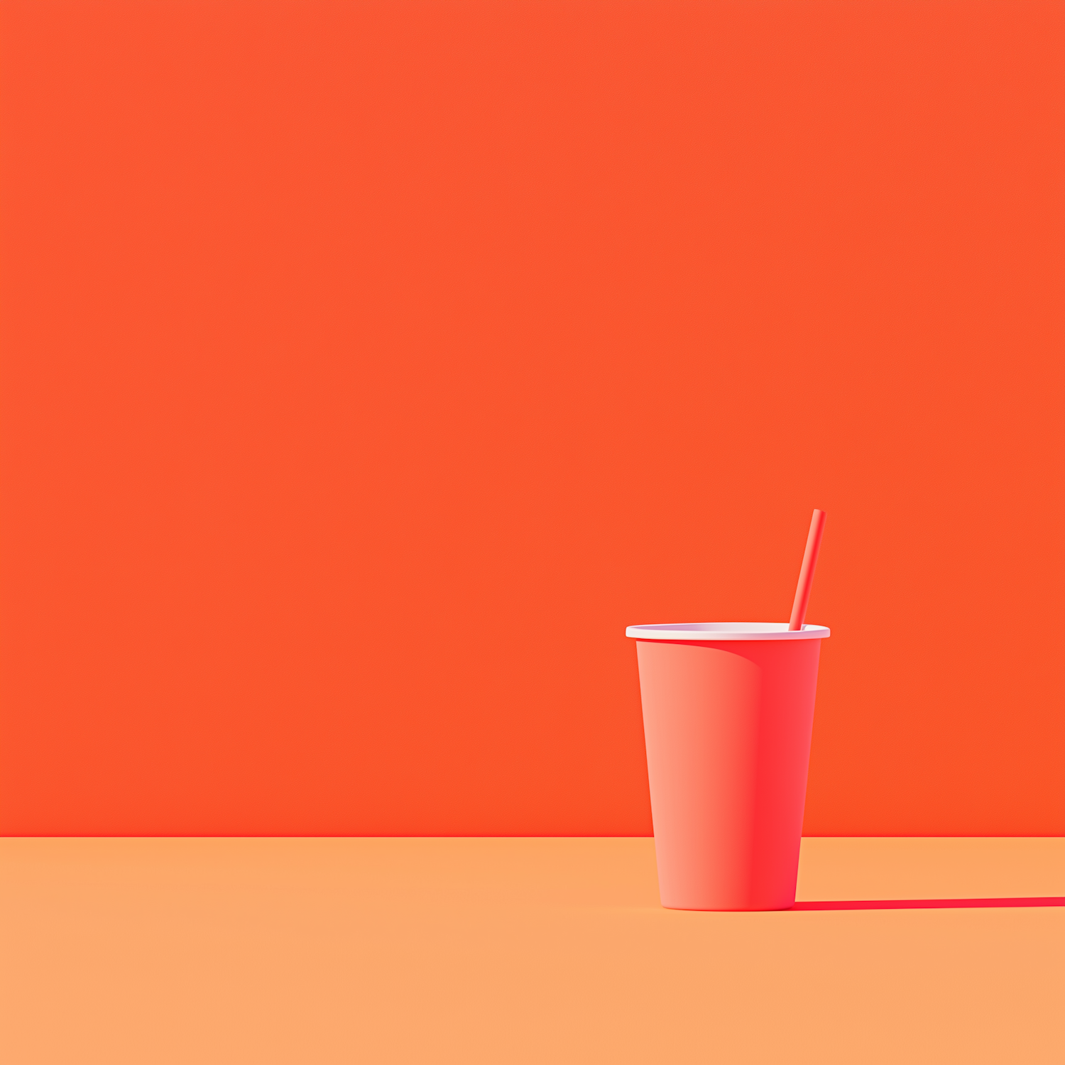 Minimalist Pink Cup on Orange Background