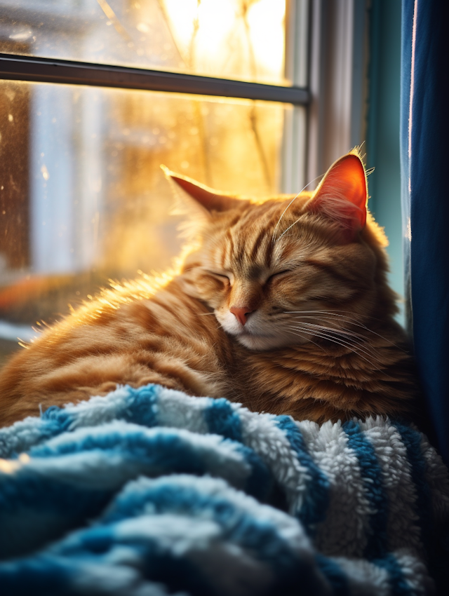 Sunlit Serenity: Ginger Cat's Tranquil Slumber