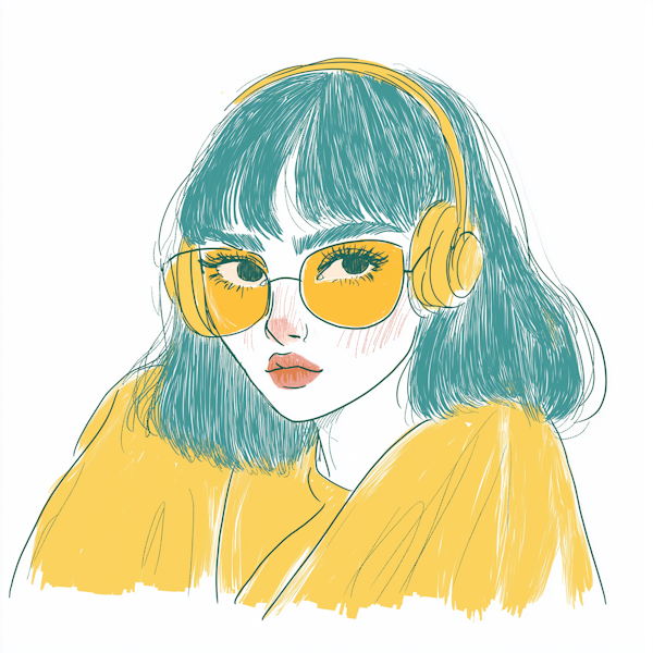 Stylized Portrait with Yellow Sunglasses