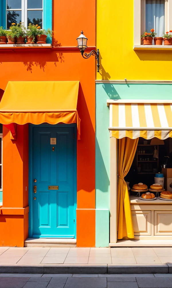 Vibrant Street Scene with Storefronts