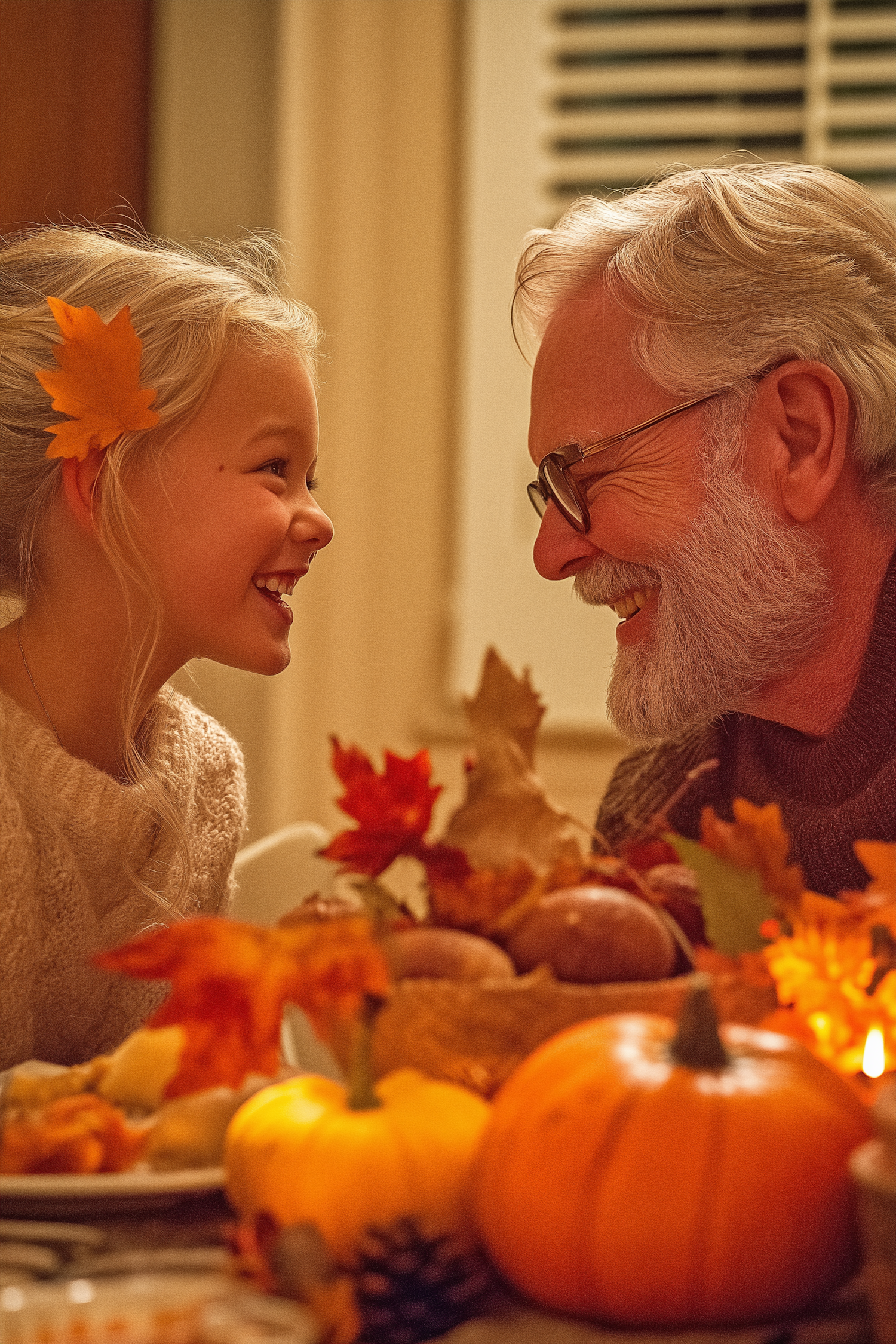 Joyful Interaction Between Elderly Man and Young Girl