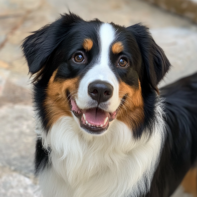 Joyful Tricolor Dog Close-up