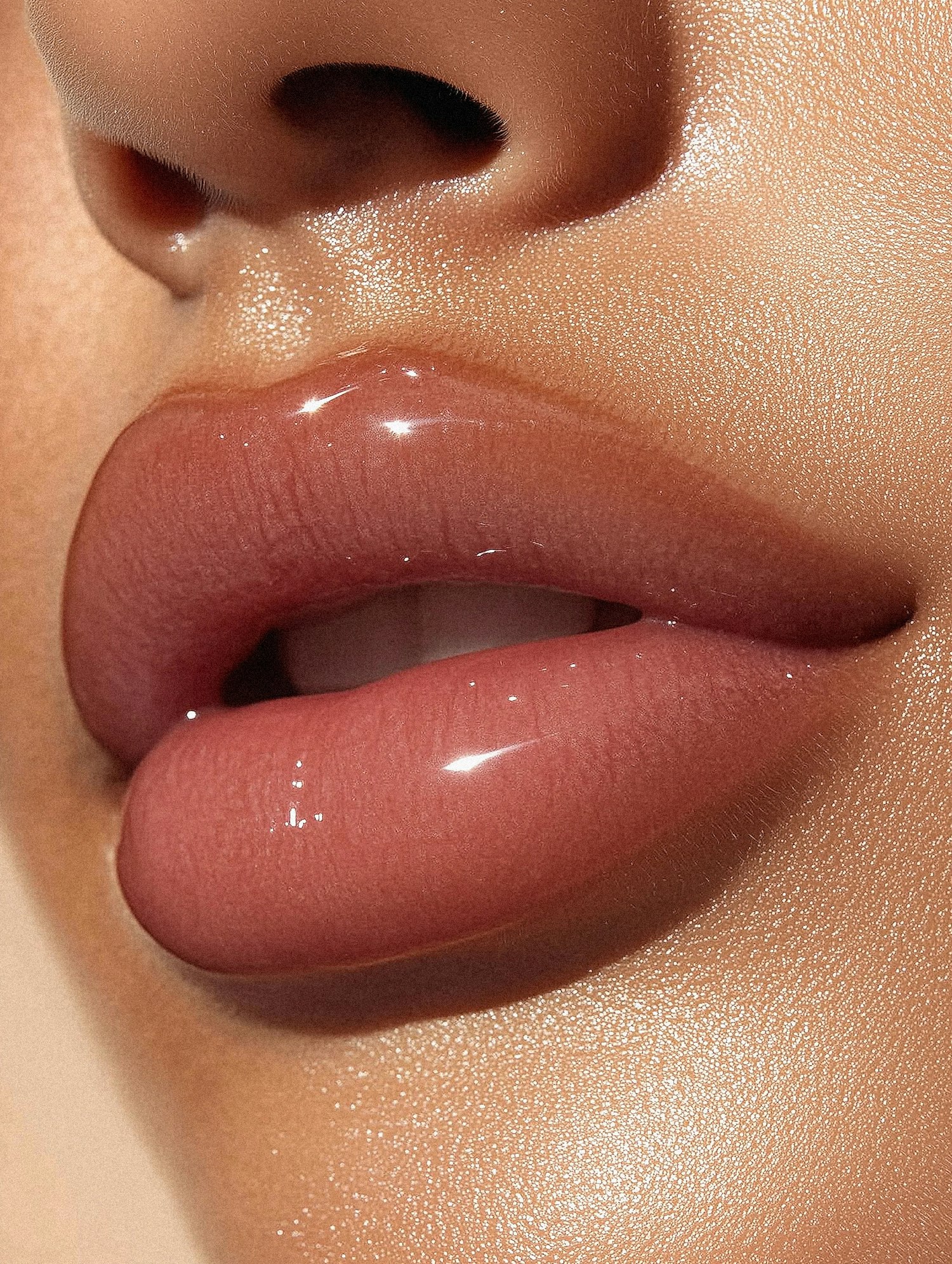 Close-up of Glossy Lips