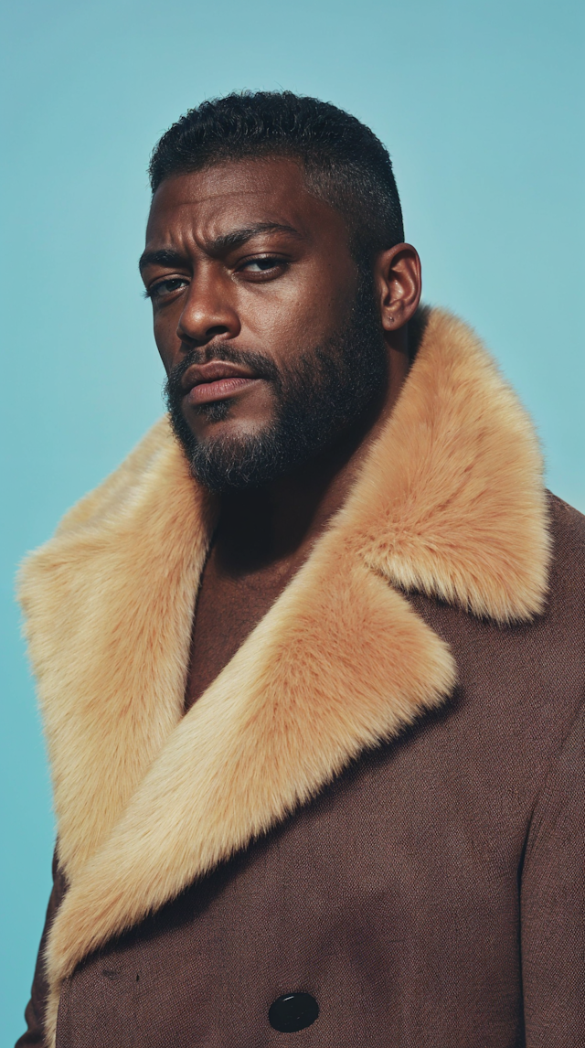 Elegant Man in Fur Collar Coat