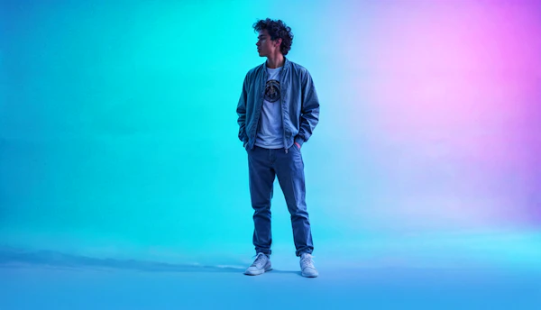 Young Man Against Gradient Background