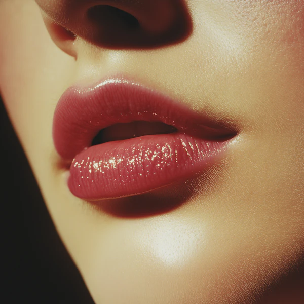Glossy Pink Lips Close-Up