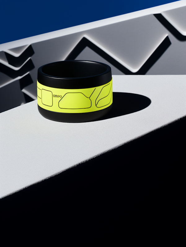 Onpo Sporty Black & Lime Green Abstract Wristband
