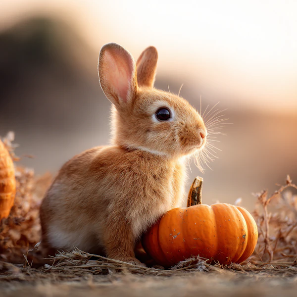 Rabbit and Pumpkin Scene