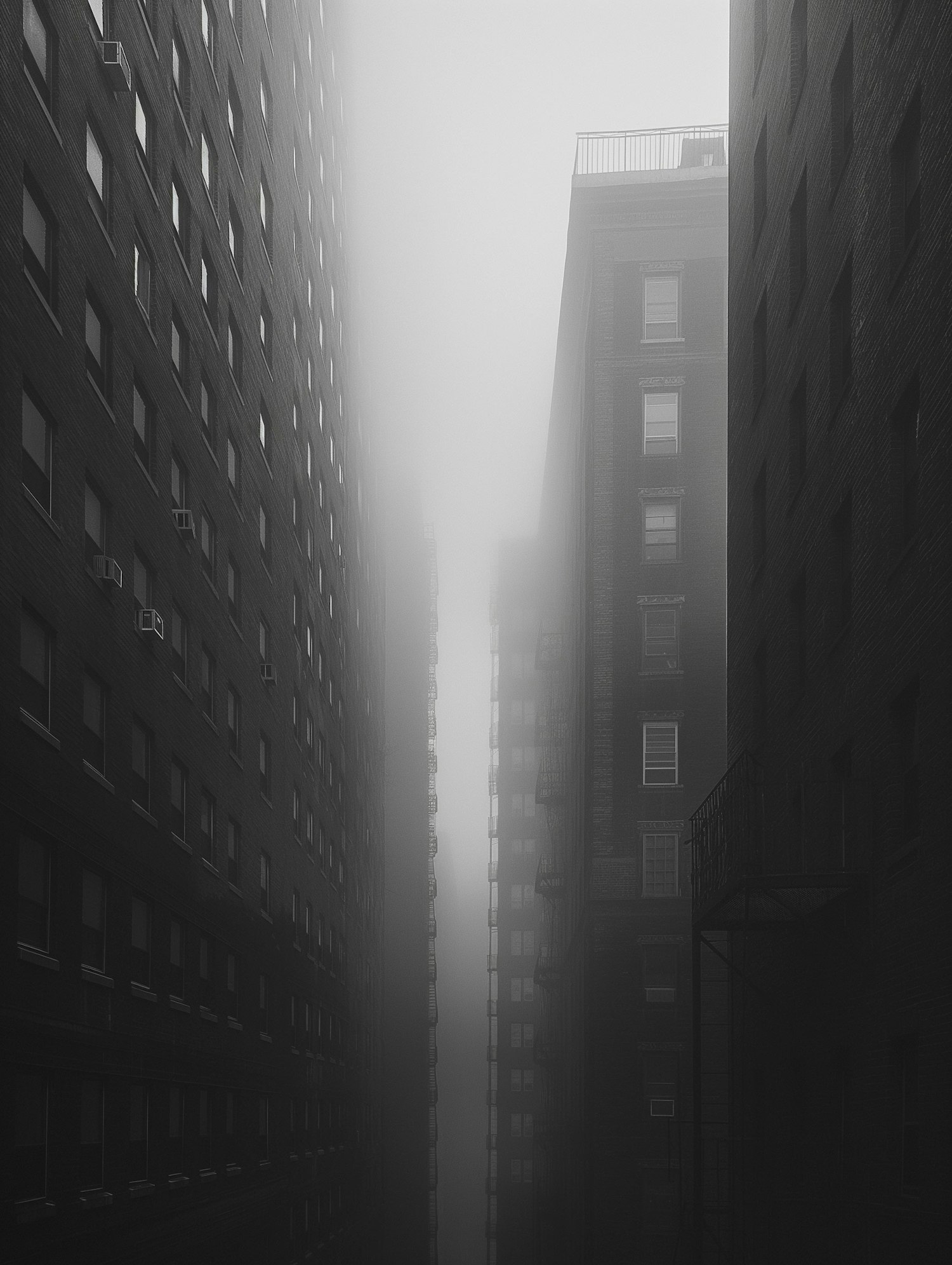 Monochrome Alley in Fog