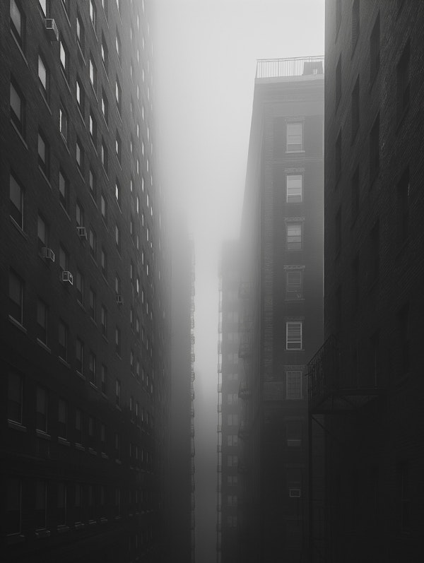 Monochrome Alley in Fog