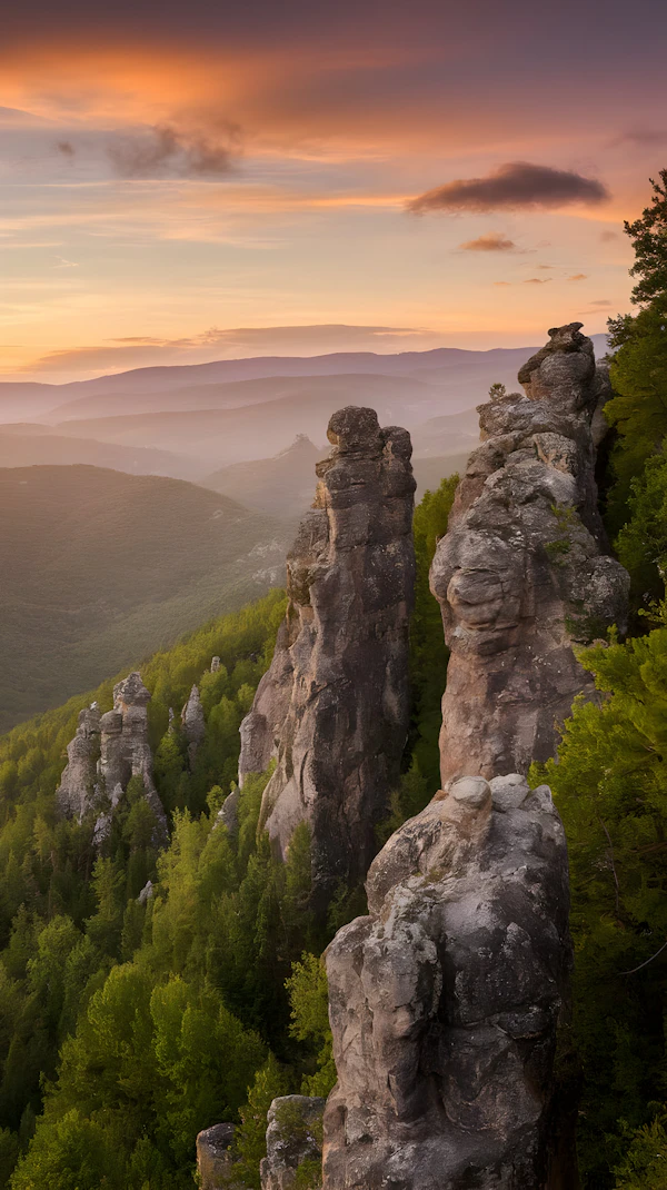 Sunset Over Rock Formations