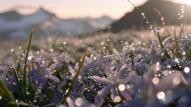 Dewy Wildflowers in Morning Light