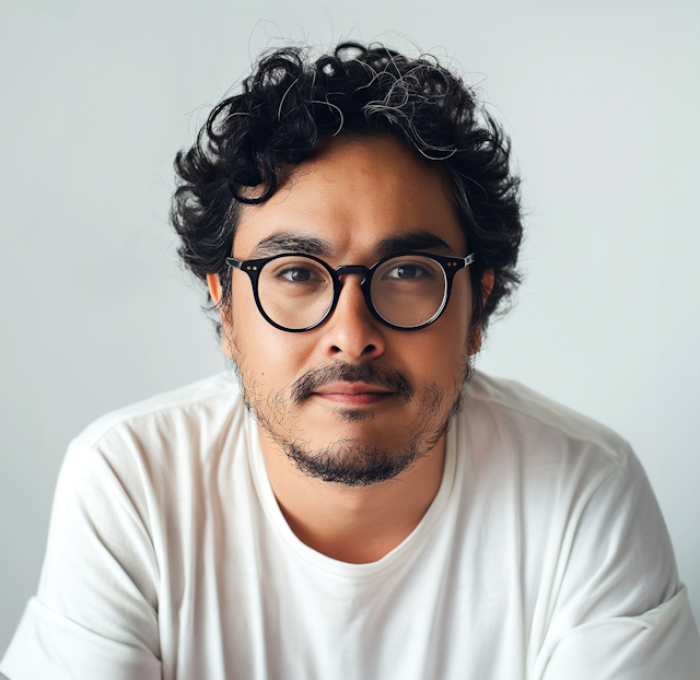 Close-up Portrait of Man with Glasses