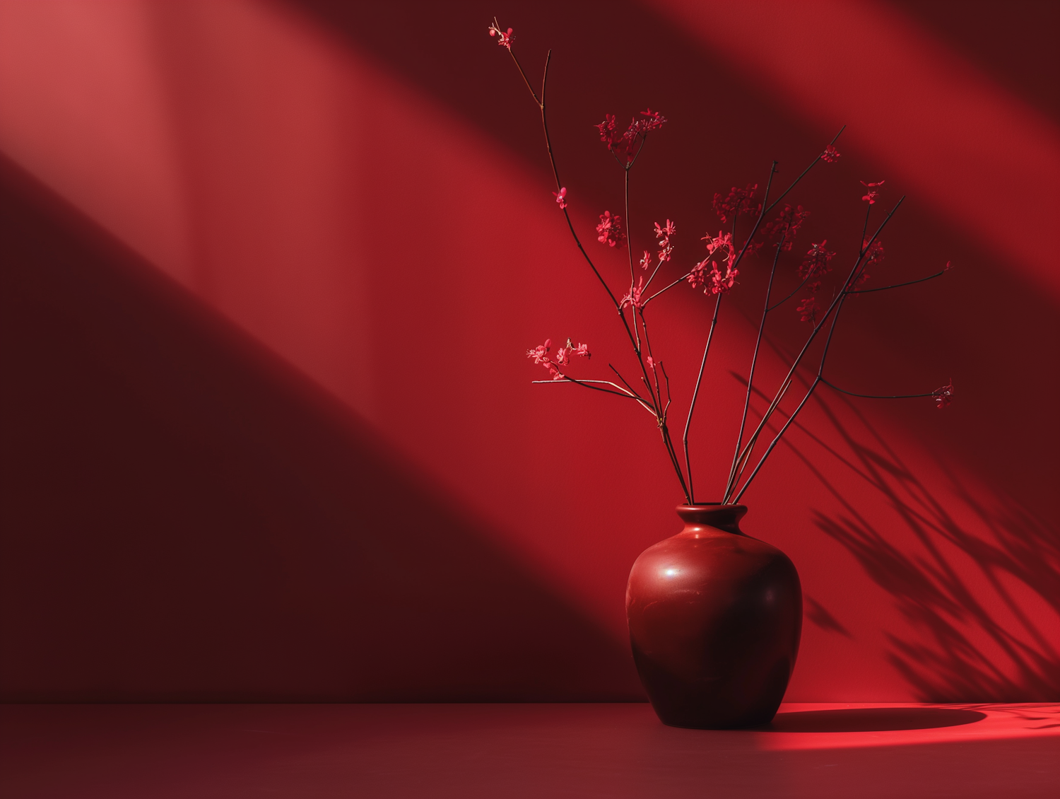 Elegant Red-Brown Vase with Flowers