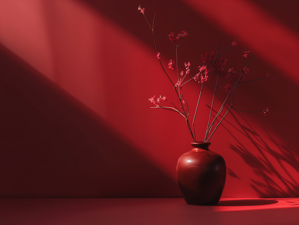 Elegant Red-Brown Vase with Flowers