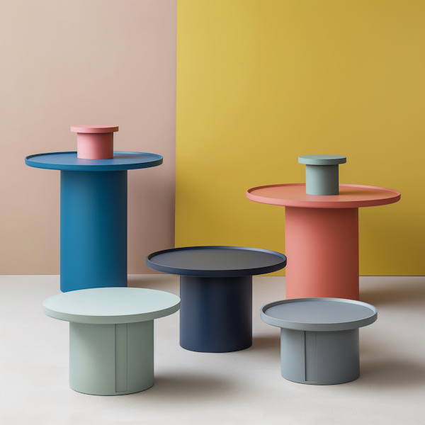 Colorful Cylindrical Tables Arrangement