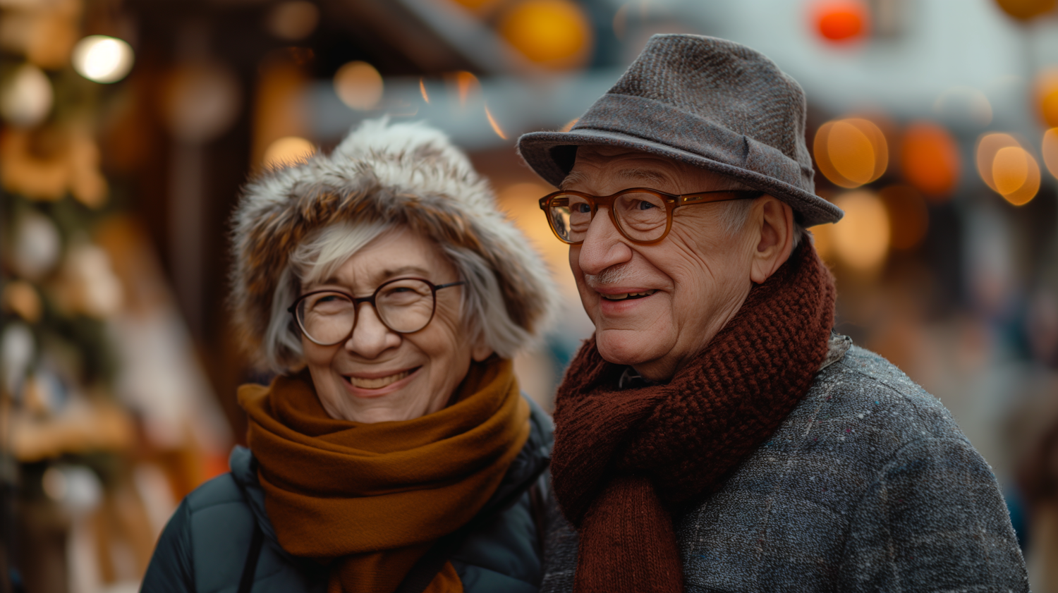 Elderly Couple Embracing Joy