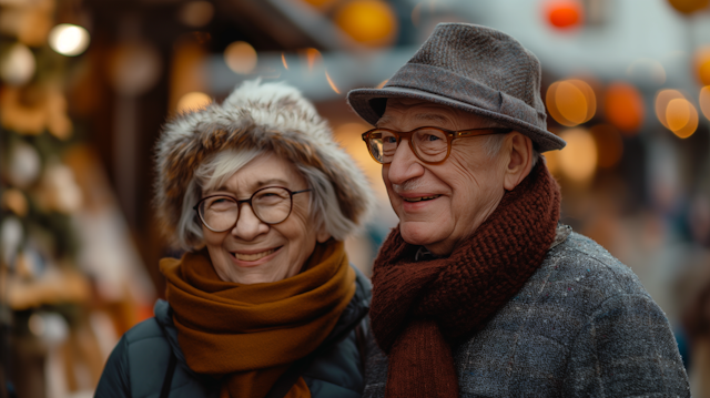 Elderly Couple Embracing Joy