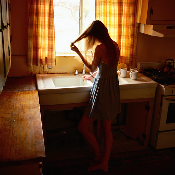 Woman in Rustic Kitchen