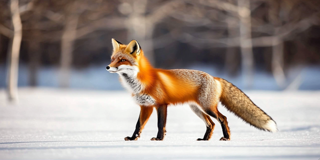 Red Fox in Snowy Landscape