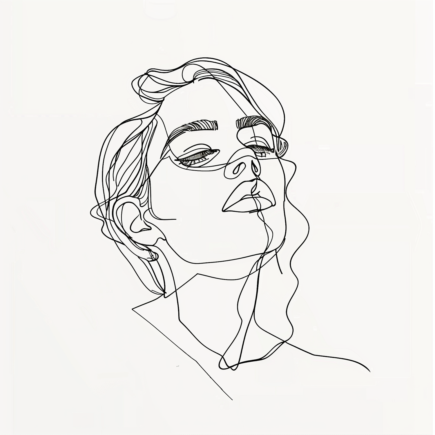 Minimalist Line Drawing of a Human Face