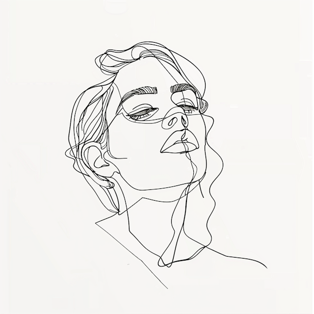 Minimalist Line Drawing of a Human Face