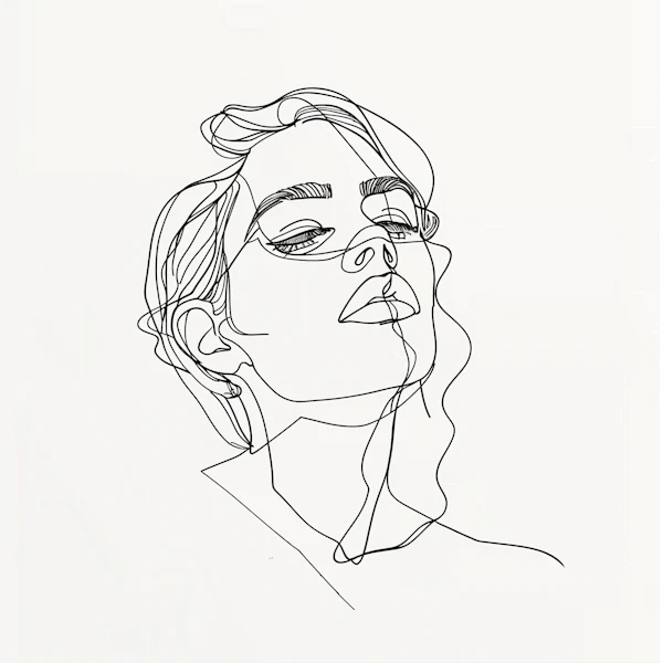 Minimalist Line Drawing of a Human Face