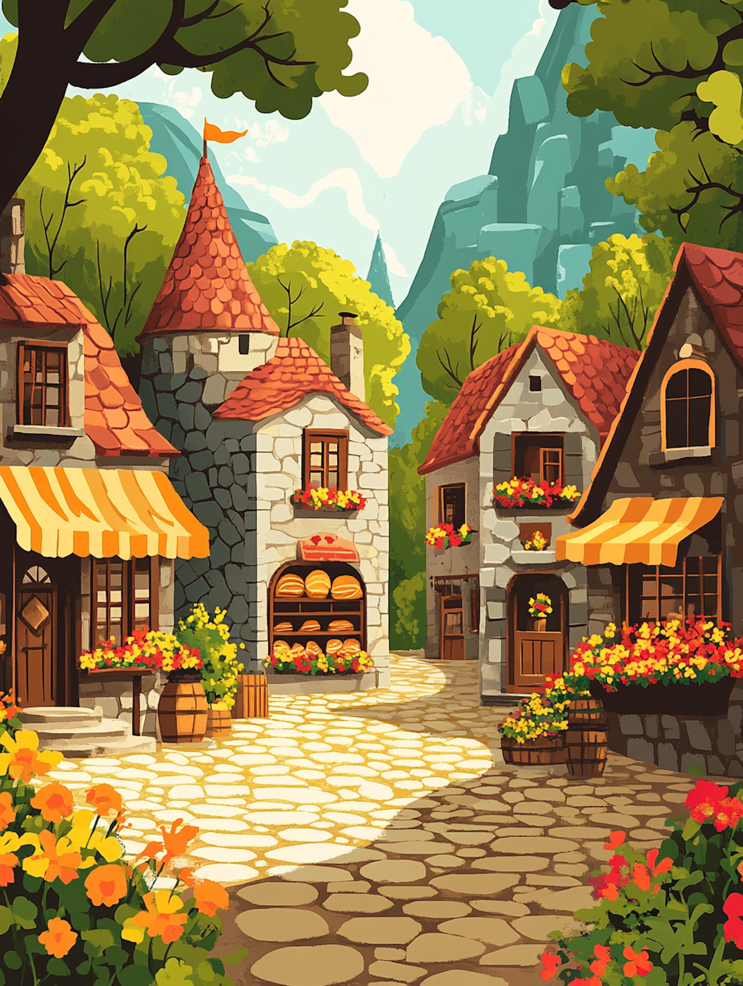 Charming Village Scene