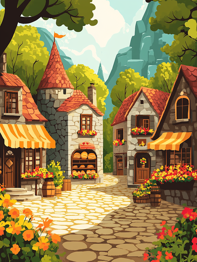 Charming Village Scene