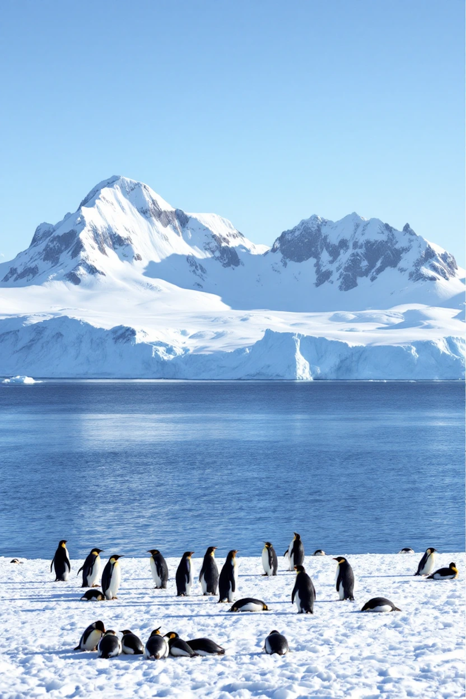 Serene Antarctic Landscape with Penguins