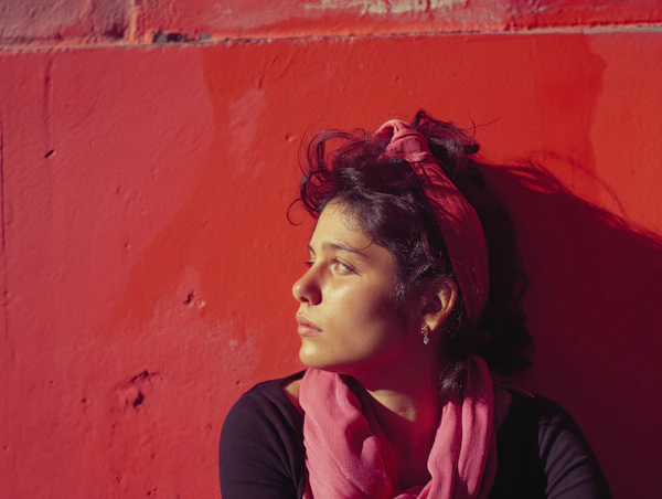 Contemplative Serenity in Red
