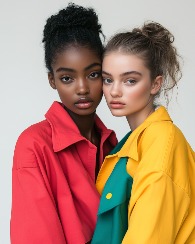 Two Women in Colorful Jackets