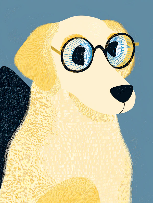 Golden Retriever Glasses Illustration