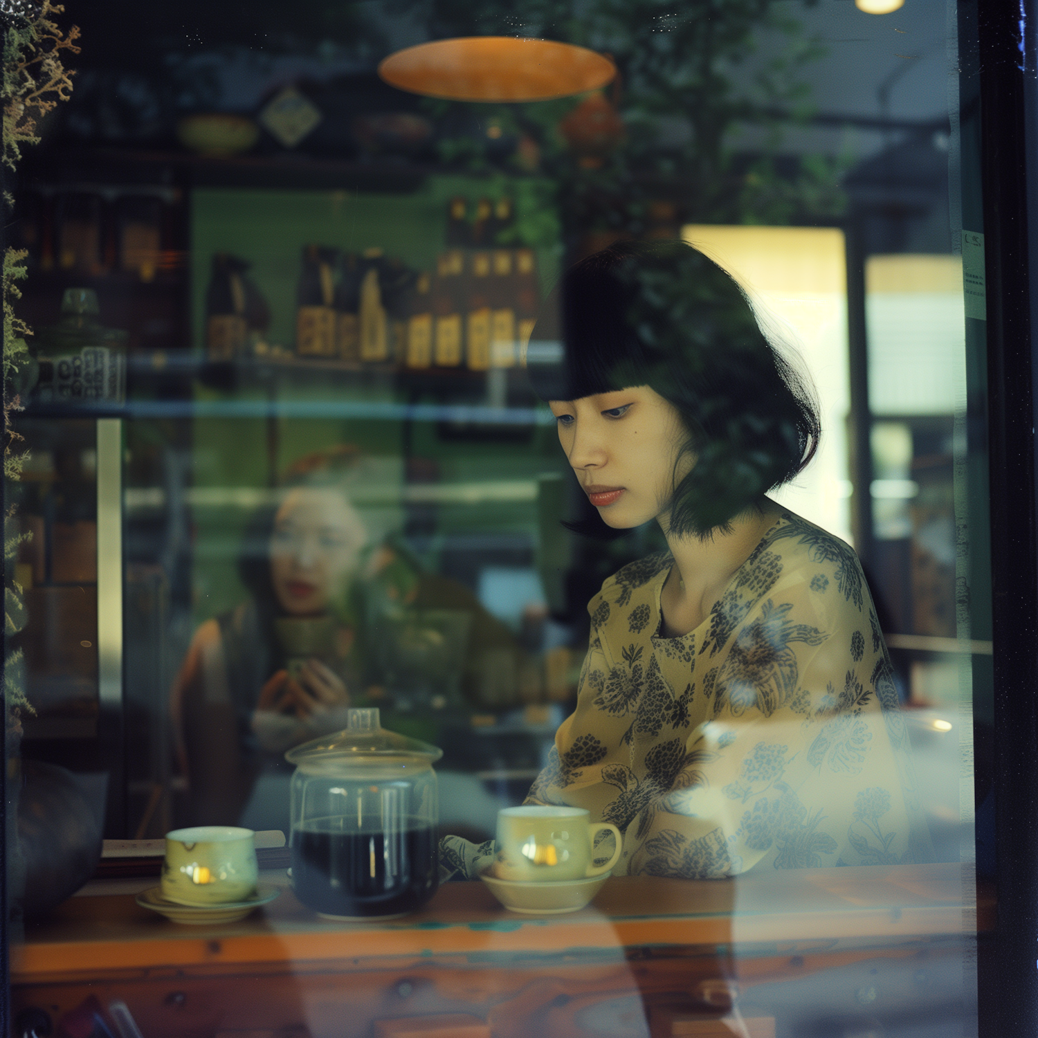 Contemplative Moment in a Cosy Cafe