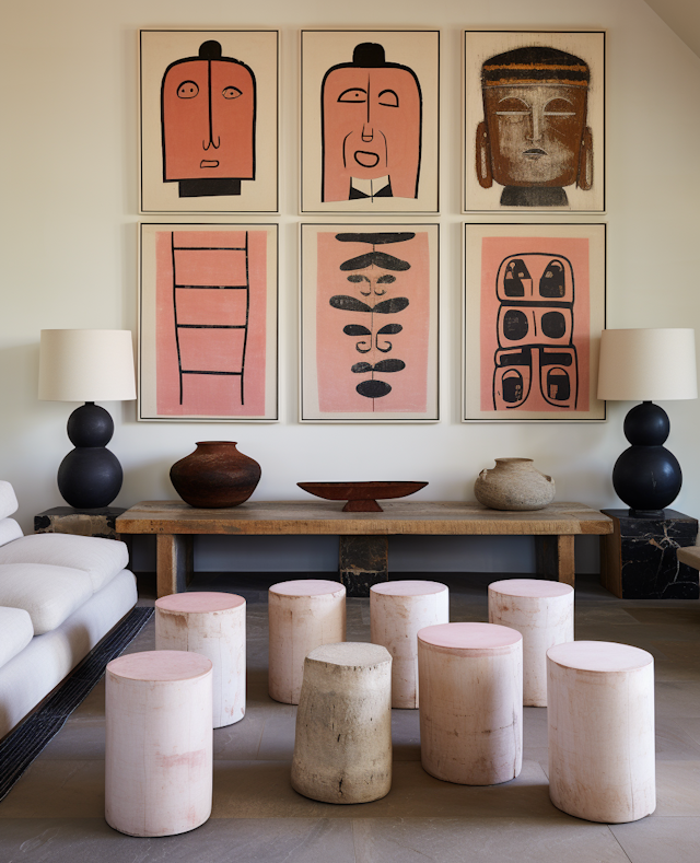 Abstract Tribal Gallery with Earthenware Accents