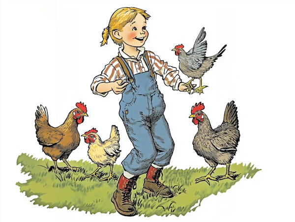 Child with Chickens
