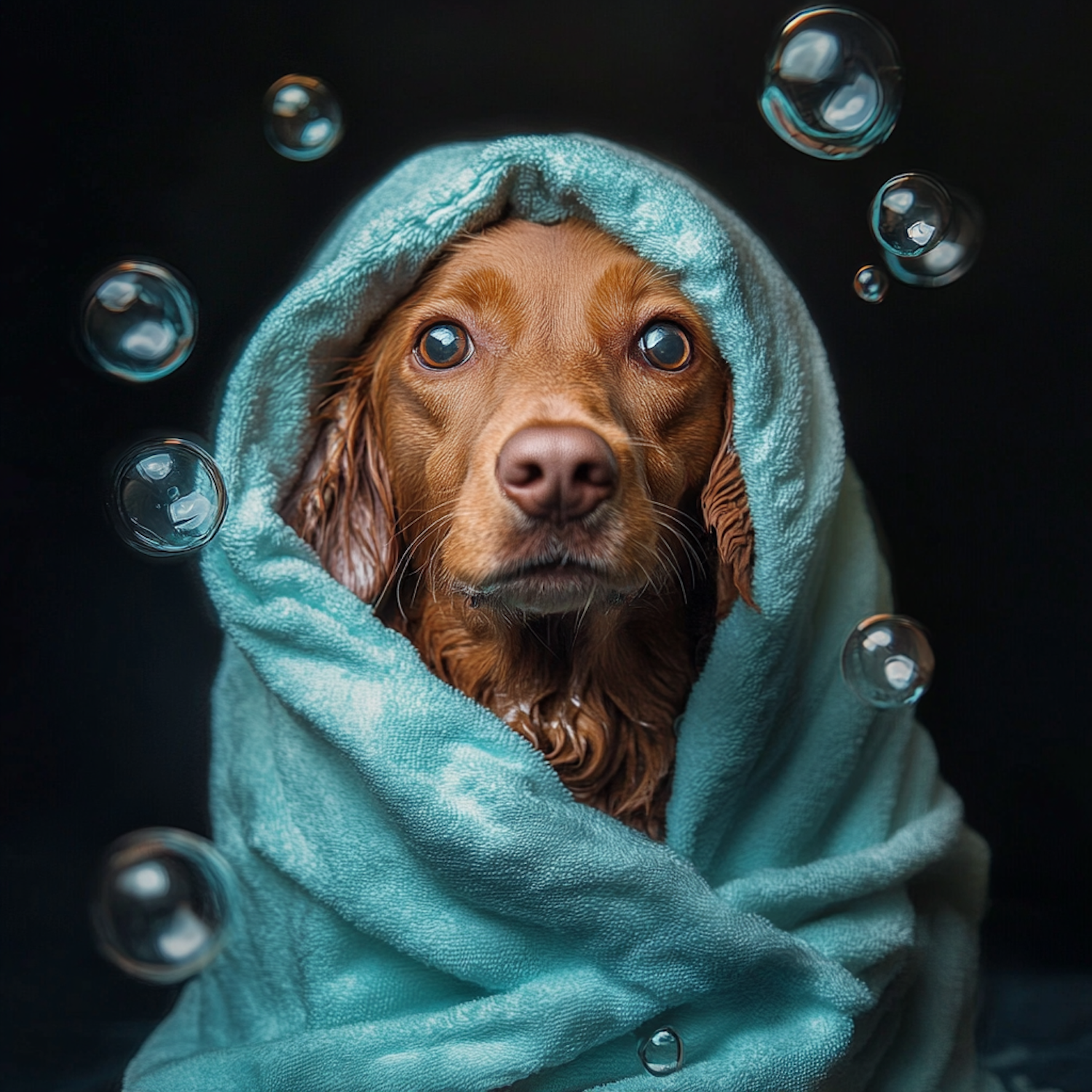 Cozy Dog in Blue Towel