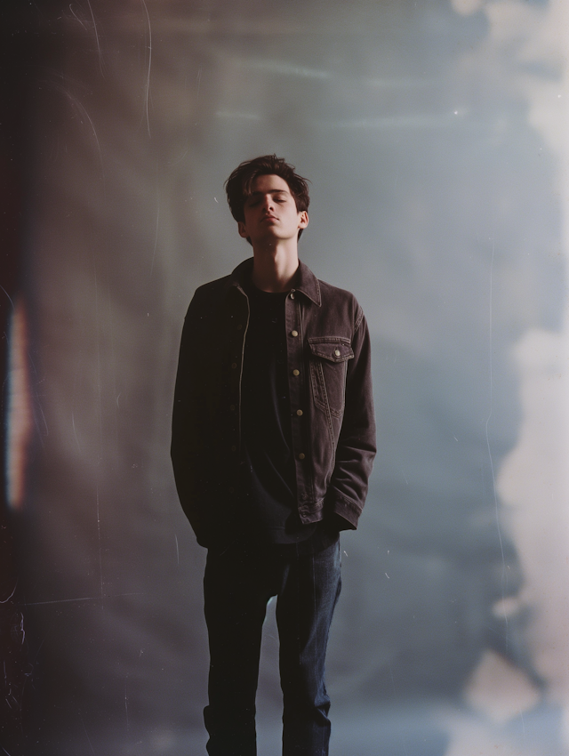 Contemplative Young Man in Denim