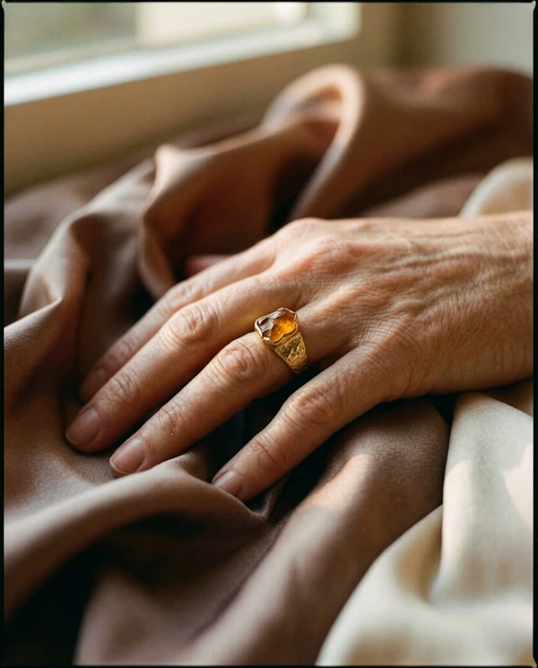 Hand on Silky Fabric