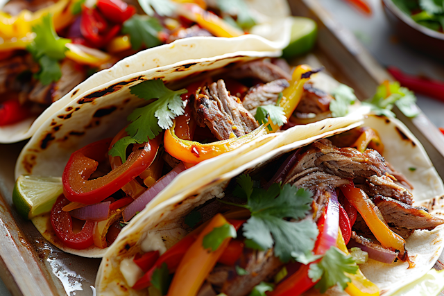 Appetizing Mexican Grilled Meat Tacos