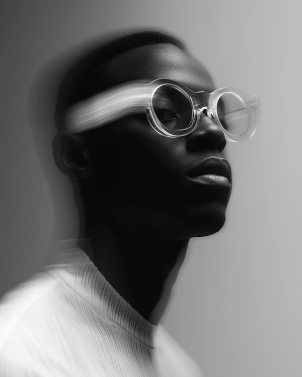 Dynamic Black-and-White Portrait