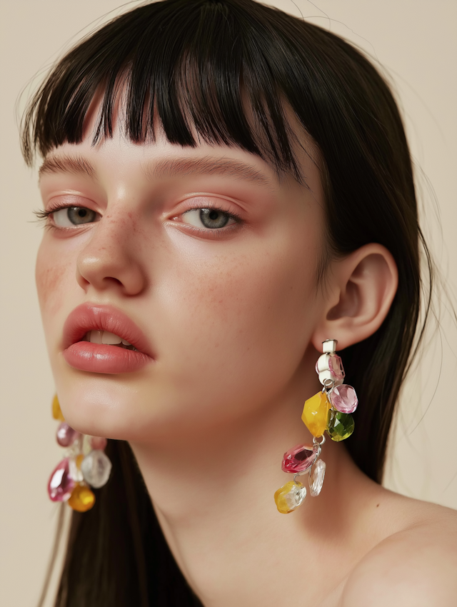 Portrait of Woman with Gemstone Earrings