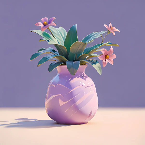 Stylized Vase with Flowers