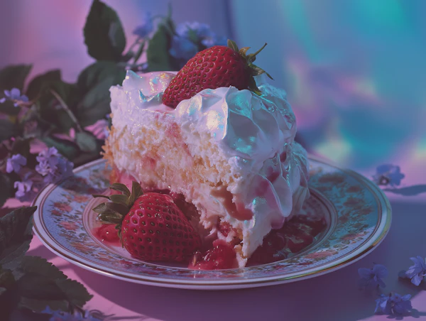 Strawberry Plated Cake Close-Up