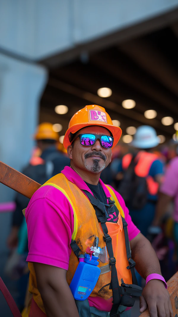 Confident Construction Crew Member