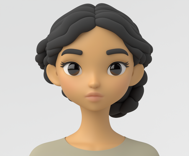 3D Model of Young Woman with Curious Expression